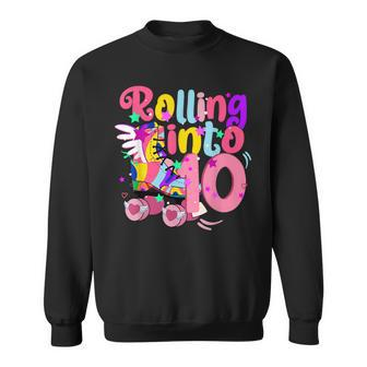 10 Years Old Birthday Rolling Into 10 Years Roller Skates Sweatshirt | Mazezy AU