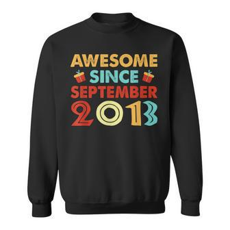 10 Years Old Gift Awesome Since September 2013 10Th Birthday Men Women Sweatshirt Graphic Print Unisex - Seseable
