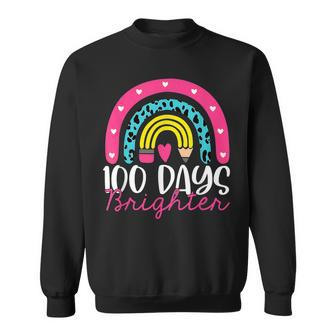 100 Days Brighter Rainbow 100Th Day For Teacher Men Women Sweatshirt Graphic Print Unisex - Seseable