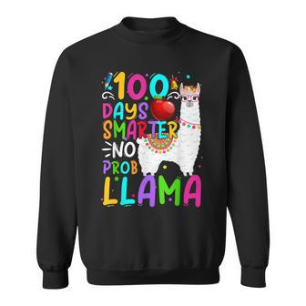 100 Days Smarter No Probllama Cute Llama 100Th Day Teachers Men Women Sweatshirt Graphic Print Unisex - Seseable