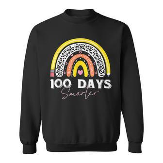 100 Days Smarter Student Teacher Rainbow Leopard Men Women Sweatshirt Graphic Print Unisex - Thegiftio UK