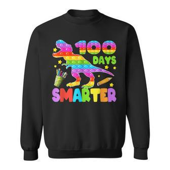 100 Days Smarter Teacher Or Student Pop It Dinosaur Sweatshirt - Seseable