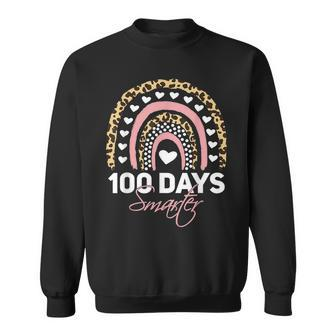 100 Days Smarter Teacher Rainbow Cheetah Print Women Men Men Women Sweatshirt Graphic Print Unisex - Thegiftio UK