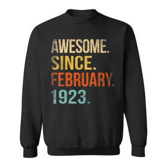 100Th Birthday Gifts 100 Year Old Awesome Since February Sweatshirt - Thegiftio UK