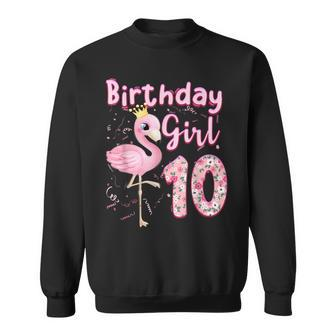 10Th Birthday Girls Flamingo 10 Years Old Tropical Flamingo Sweatshirt - Seseable