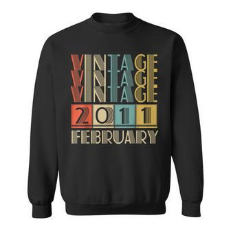 12 Year Old Gift Vintage Made In February 2011 12Th Birthday Sweatshirt - Thegiftio UK