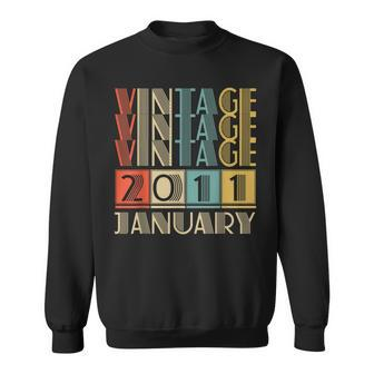 12 Year Old Gift Vintage Made In January 2011 12Th Birthday Sweatshirt - Thegiftio UK