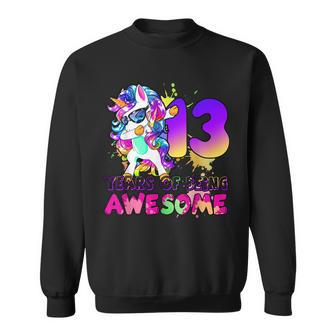 13 Year Old Unicorn Dabbing 13Th Birthday Girl Unicorn Party Sweatshirt - Seseable