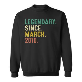 13 Years Old Gifts Legend Since March 2010 13Th Birthday Sweatshirt - Seseable