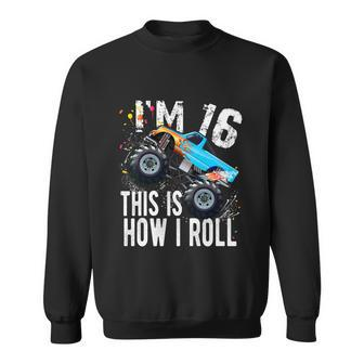 16 Year Old Gift Cool 16Th Birthday Boy Gift For Monster Truck Car Lovers Sweatshirt - Monsterry