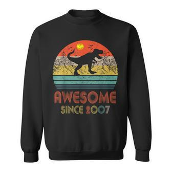 16 Year Old Gift Dinosaur Awesome Since 2007 16Th Birthday Sweatshirt - Seseable
