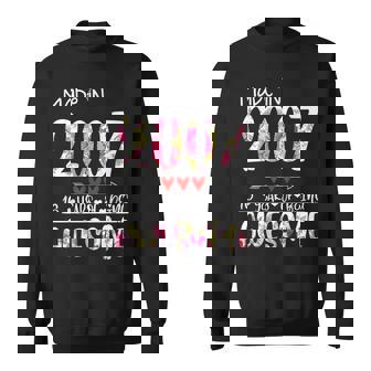 16Th Birthday Gifts For Women Floral Made In 2007 Birthday Sweatshirt - Seseable