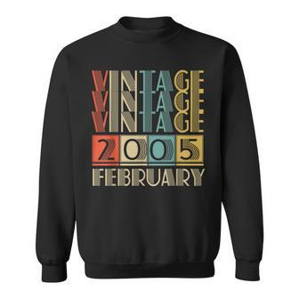 18 Year Old Gift Vintage Made In February 2005 18Th Birthday Sweatshirt - Thegiftio