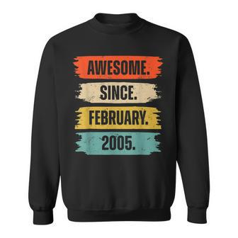 18 Years Old Gifts Awesome Since February 2005 18Th Birthday Sweatshirt - Seseable