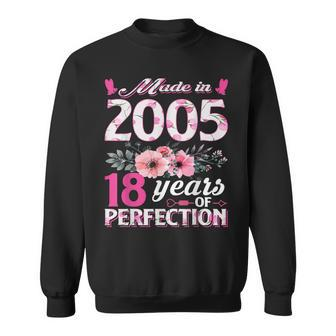 18 Years Old Gifts Made In 2005 Floral 18Th Birthday Women Sweatshirt - Thegiftio UK