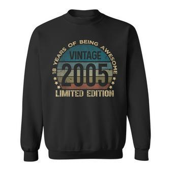 18Th Birthday 18 Year Old Limited Edition Gifts Vintage 2005 Sweatshirt | Mazezy