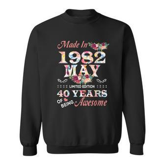 1982 Mai Vintage Blumen Sweatshirt, 40 Jahre Awesome - Seseable