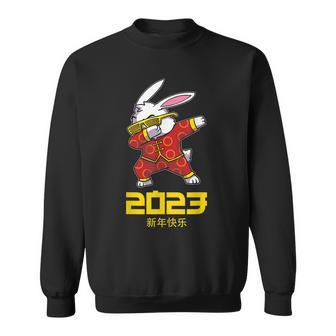2023 Year Of The Rabbit Chinese Dabbing New Year Bunny Sweatshirt - Thegiftio UK