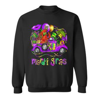 Mardi Gras Truck With Mask And Crawfish Mardi Gras Costume  Sweatshirt