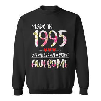 28Th Birthday Gifts For Women Floral Made In 1995 Birthday Sweatshirt - Seseable