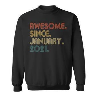 2Nd Birthday Gift 2 Year Old Awesome Since January 2021 Sweatshirt - Thegiftio UK
