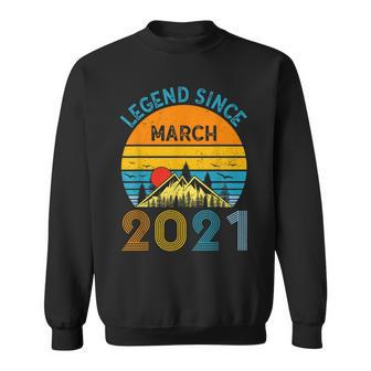 2Nd Birthday Idea Legend Since March 2021 2 Years Old Sweatshirt | Mazezy