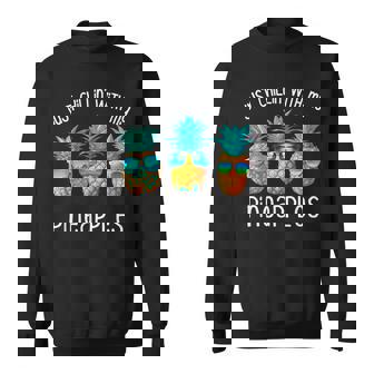3 Pineapples Sunglasses Chillin Fun Hawaiian Tropical Summer Sweatshirt | Mazezy