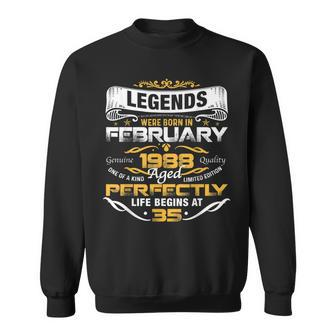 35 Years Old Gifts Legends Born In February 1988 35Th Bday Sweatshirt - Seseable