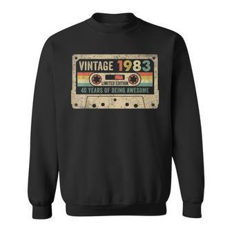 40Th Birthday 40 Years Old Vintage 1983 Cassette Tape 80S Sweatshirt - Seseable