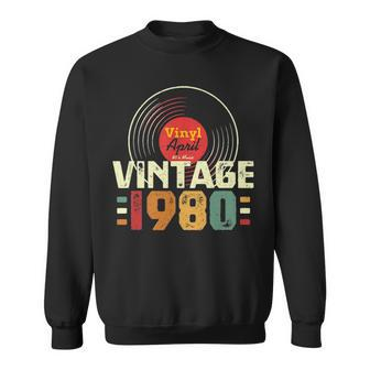 41Th Birthday Gift Vintage 1980 April 41 Years Vinyl Record Sweatshirt - Seseable