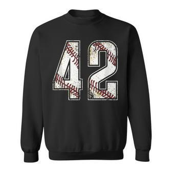 42 Baseball Jersey Number 42 Vintage Retro Birthday Gift Sweatshirt - Seseable