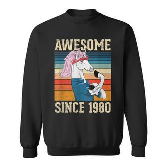 43 Year Old Awesome Since 1980 43Th Birthday Gift Girl Women Sweatshirt - Seseable
