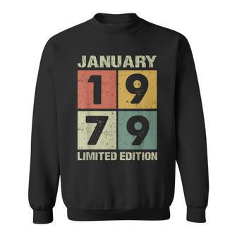 44 Years Old Gifts Vintage January 1979 44Th Birthday Men Women Sweatshirt Graphic Print Unisex - Seseable