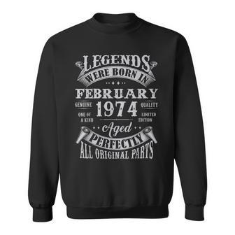 49 Years Old Gifts Legends Born In February 1974 49Th Bday Sweatshirt - Seseable
