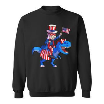 4Th Of July Kids Boys Uncle Sam Dinosaur T Rex Sweatshirt | Mazezy