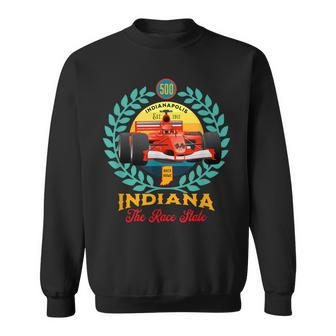 500 Indianapolis Indiana The Race State Checkered Flag V2 Men Women Sweatshirt Graphic Print Unisex - Seseable