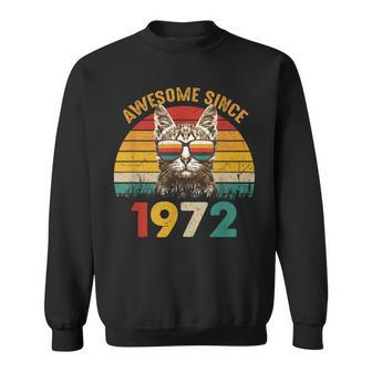 51St Birthday Cat Lover 51 Year Vintage Awesome Since 1972 Sweatshirt - Seseable