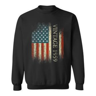 64Th Birthday Vintage 1959 Usa Flag 64 Year Old Gifts Bday Sweatshirt - Seseable