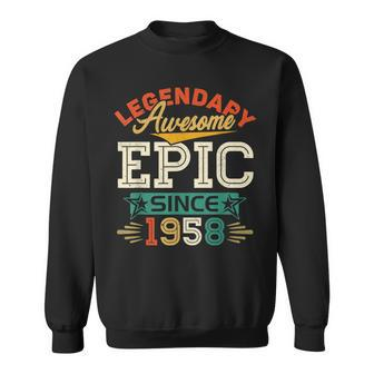65 Year Old Legendary Awesome Epic Since 1958 65Th Birthday Men Women Sweatshirt Graphic Print Unisex - Seseable