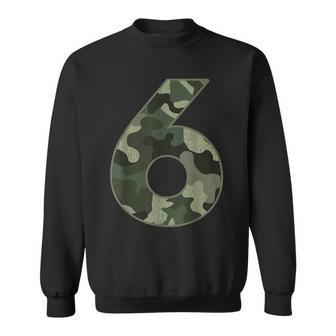 6Th Birthday Army Birthday Party 6 Years Old Camo Number 6 Sweatshirt - Seseable