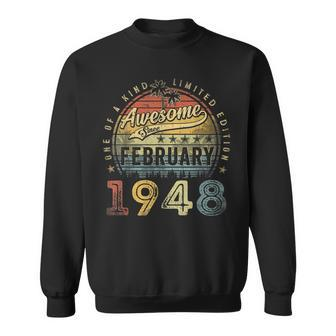 75Th Birthday Gift Awesome Since February 1948 75 Year Old Sweatshirt | Mazezy