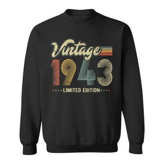 80 Year Old Gifts Born In 1943 Vintage 80Th Birthday Retro Sweatshirt | Mazezy
