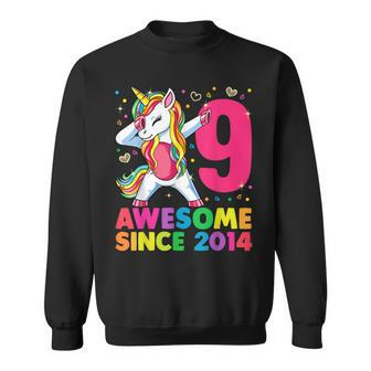 9 Years Old Unicorn Dabbing 9Th Birthday Girl Unicorn Party Sweatshirt | Mazezy