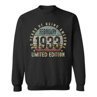 90 Years Old Gifts Vintage February 1933 90Th Birthday Gift Sweatshirt - Seseable
