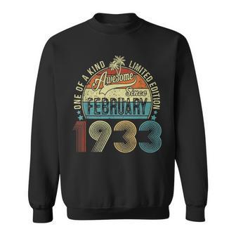 90 Years Old Gifts Vintage February 1933 90Th Birthday Gift V2 Sweatshirt - Seseable
