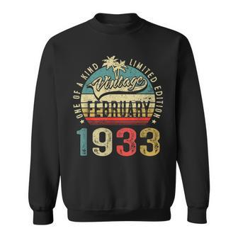 90 Years Old Gifts Vintage February 1933 90Th Birthday Gift V3 Sweatshirt - Seseable