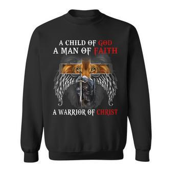 A Child Of God A Man Of Faith A Warrior Of Christ Lion Sweatshirt - Seseable