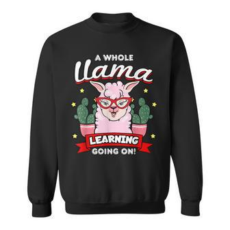 A Whole Llama Learning Going On Cute Teacher Men Women Sweatshirt Graphic Print Unisex - Seseable