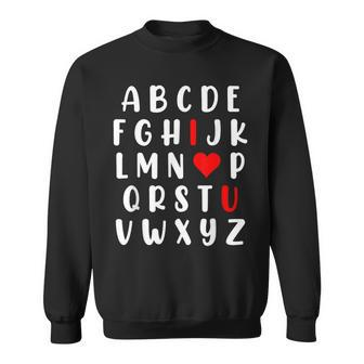 Abc Alphabet I Love You English Valentines Day Funny Teacher Sweatshirt - Seseable