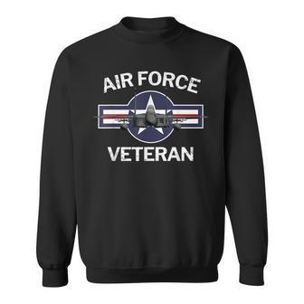 Air Force Veteran With Vintage Roundel And F15 Jet Men Women Sweatshirt Graphic Print Unisex - Seseable